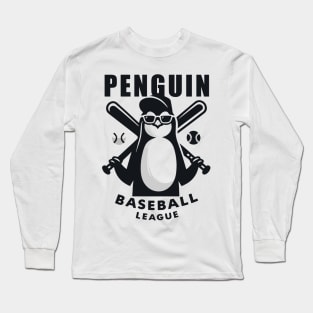 Penguin Baseball Tribute - Penguin Baseball League - Baseball Gift Long Sleeve T-Shirt